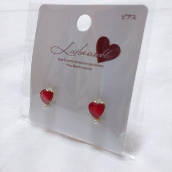 CanDo Heart Motif Earrings Red - Picture 2 of 3